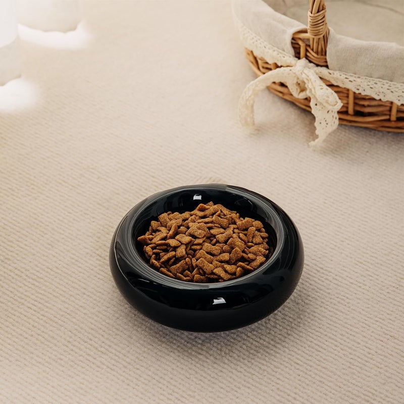 KTLECL 6.1 Inch Cat Bowls, 7 oz Ceramic Cat Food Bowl, Whisker Fatigue Relief Bowl, Anti-Vomiting, Protect Spine, Perfect for Indoor Cats(2pc Black) - Image 5